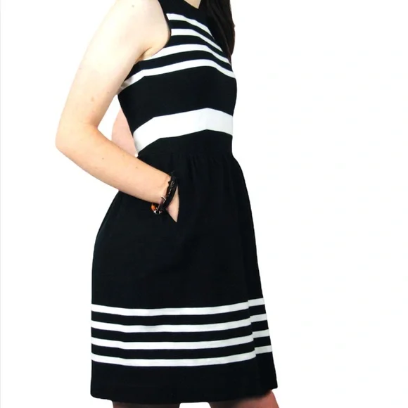Madewell | Dresses | Madewell Afternoon Dress In Saltwater Stripe Black And  White Fit And Flare | Poshmark